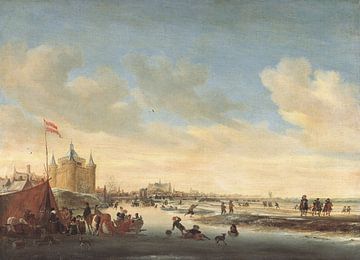 Grote of Sint-Laurenskerk vanuit het noordoosten in de winter, Salomon van Ruysdael