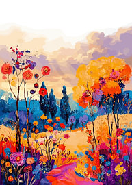 „Summer Whispers“ – Lebendige Wanddekoration im impressionistischen Stil mit Blumenmotiven von kautsar1 art