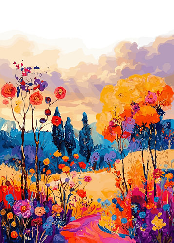 „Summer Whispers“ – Lebendige Wanddekoration im impressionistischen Stil mit Blumenmotiven