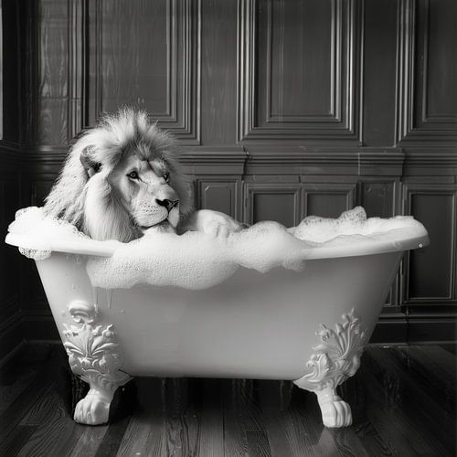 Majestueuze leeuw in de badkamer - een indrukwekkende badkamerfoto voor je toilet