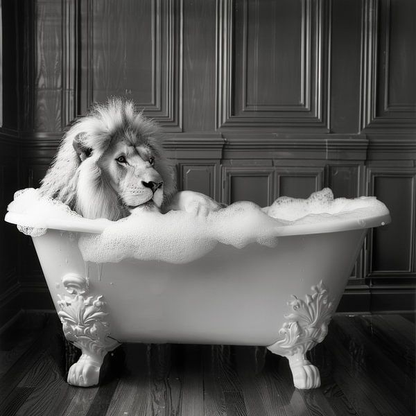 Un lion majestueux dans la salle de bain - Un tableau de salle de bain imposant pour vos toilettes par Poster Art Shop