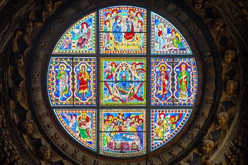 Gebrandschilderde ramen in Duomo van Siena, Italie van Jan Fritz