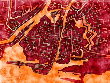 Kaart van Gorinchem centrum in de stijl 'Amber Autumn' van Maporia