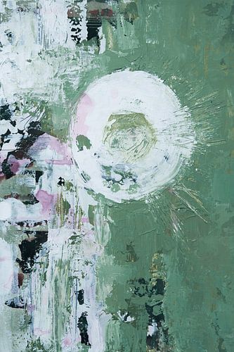 Groene abstracte kunst met textuur – Organisch modern schilderij