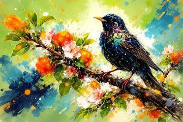 Star auf blühendem Ast von Linda de Klein