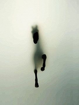 Minimalist Horse Wall Art – Abstract Horse Emerging from Fog Modern Print by Ramy Salah Hefny