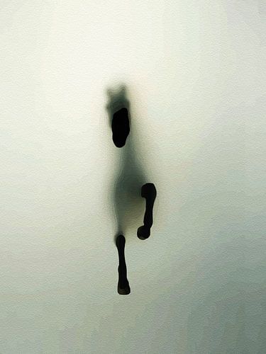 Minimalistisch Paard Muurkunstwerk - Abstract Paard Komt Op Uit Mist Moderne Print