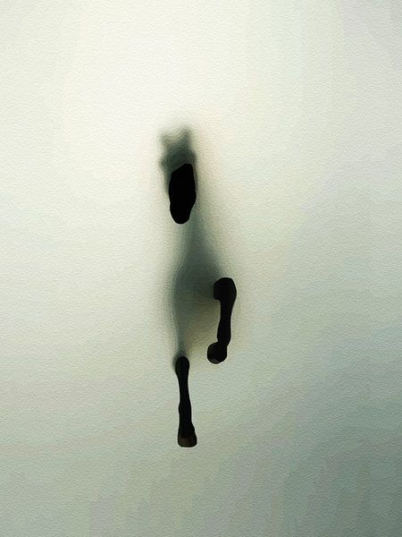 Minimalist Horse Wall Art – Abstract Horse Emerging from Fog Modern Print by Ramy Salah Hefny