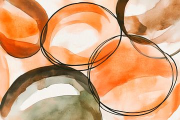 Abstracte aquarelpatronen in aardetinten van Poster Art Shop