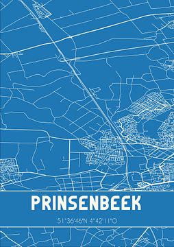 Blauwdruk | Landkaart | Prinsenbeek (Noord-Brabant) van MijnStadsPoster
