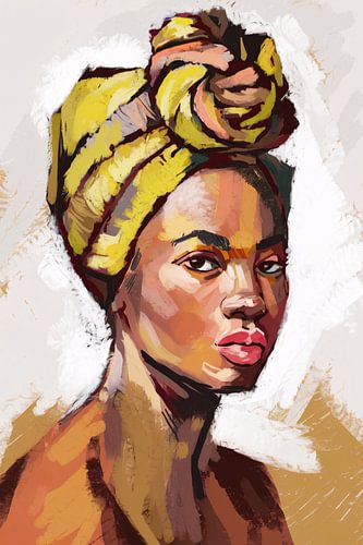 Portrait féminin expressif et coloré