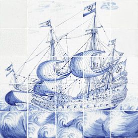 Navire VOC - Tuiles bleues de Delft sur by Maria