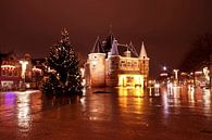 Kerstmis op de Nieuwmarkt bij nacht in Amsterdam von Eye on You Miniaturansicht