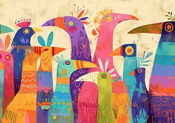 Vogelkunst | Whimsical Beaks van ARTEO Schilderijen
