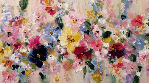 Blühende Stille ein abstrakter Blumengarten in sanften Tönen