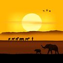 A morning in the African savannah variant 2 in square format by Monika Jüngling thumbnail
