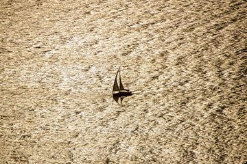 soul ship on the open sea off Santorini, Greece by Jan Fritz