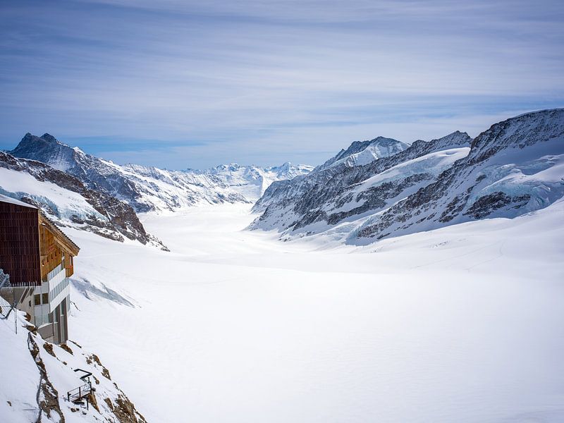View of the Aletsch Glacier from the Jungfraujoch plateau by t.ART
