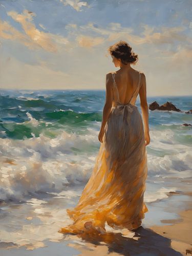 De vrouw aan de kust