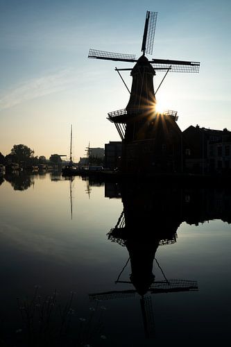 Silhouette of De Adriaan in Haarlem