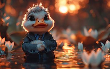 Die Dapper Duck in einem Lotusparadies