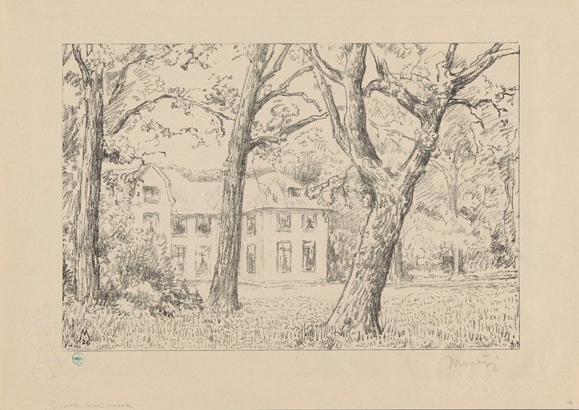 Simon Moulijn, Blick auf die Villa Groot Haesebroek vom Garten Groot Hasebroeck aus, 1926 von Atelier Liesjes