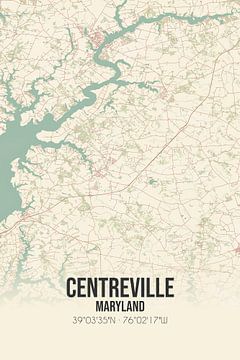 Vintage landkaart van Centreville (Maryland), USA. van Rezona