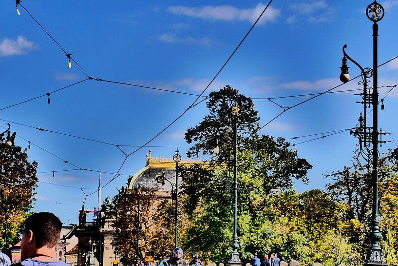 Prague - Avenue with tram line by Wout van den Berg