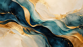 Golden Flow – Der Tanz von Blau und Gold von Diederik De Mezel