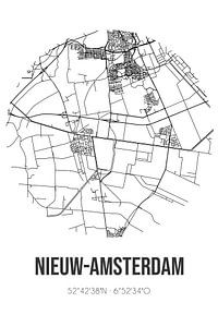 Nieuw-Amsterdam (Drenthe) | Karte | Schwarz-Weiß von Rezona