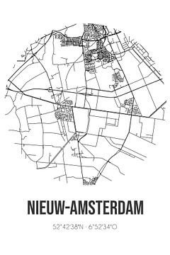 Nieuw-Amsterdam (Drenthe) | Carte | Noir et blanc sur Rezona