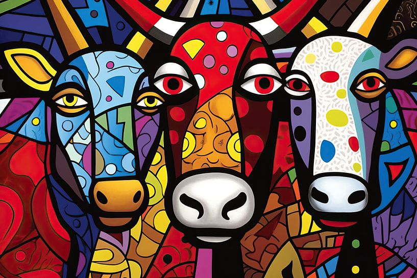 Painting Colourful Cows | Coloured Grazers Gallery by ARTEO Paintings