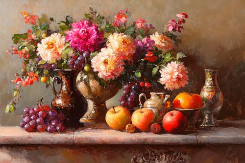 Bloemen en fruit
