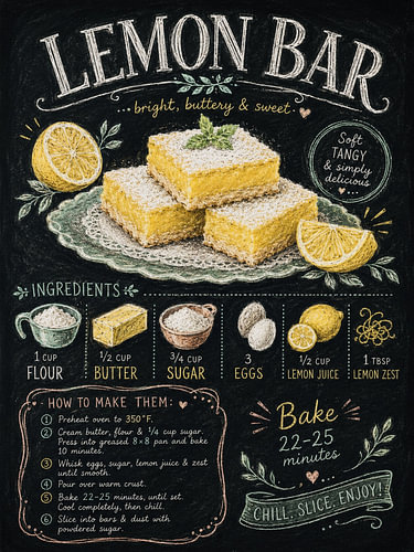 Lemon Bar – Vintage Recipe Chalkboard
