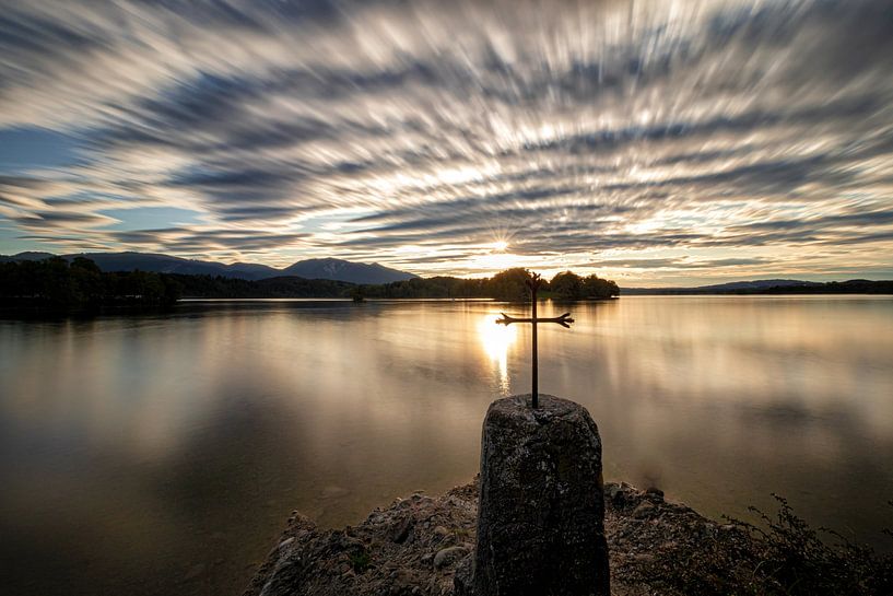 Zonsondergang aan de Staffelsee van Teresa Bauer