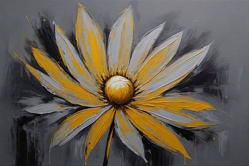Vivid Yellow Flower Against Grey Backdrop