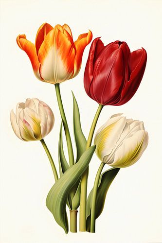 Tulipes colorées en fleurs