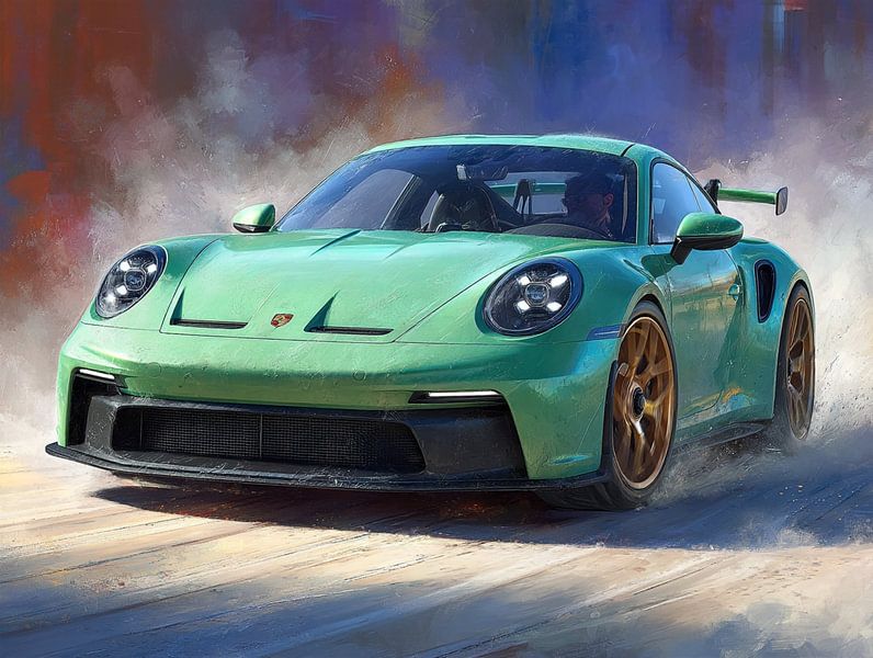 Porsche 911 GT3 RS Skizze Aquarell von PixelPrestige