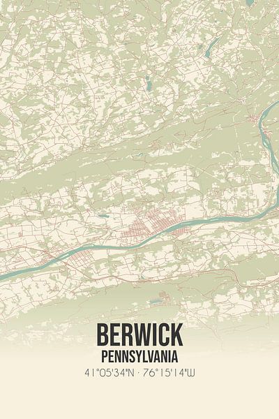 Carte ancienne de Berwick (Pennsylvanie), USA. par Affiches de lieux