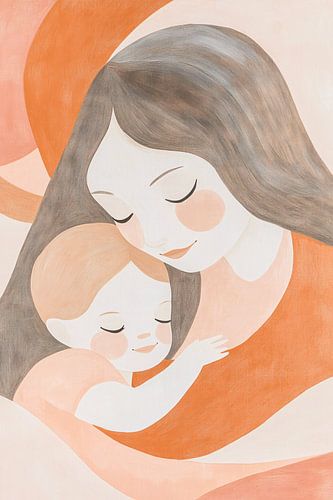 Moeder en kind schilderij