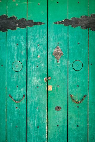 Smaragdgroene houten deur uit Ibiza-stad | Reis- en Straatfotografie