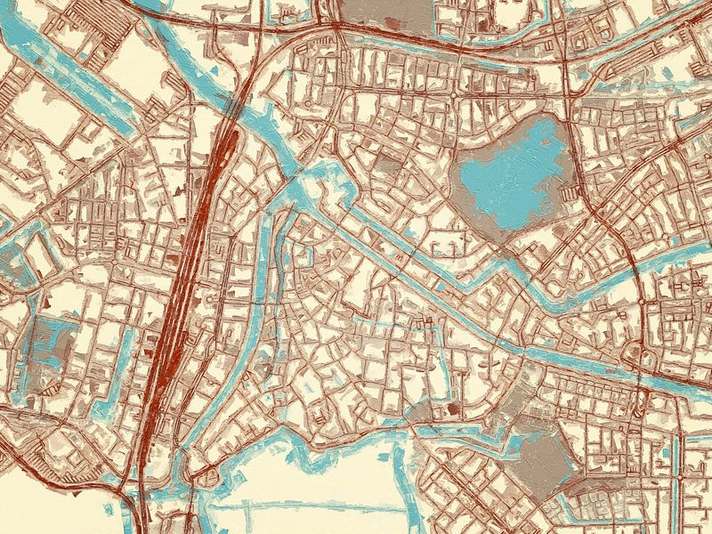 Map of Den Bosch Centrum in the style Blue &amp; Cream by De Kaartenwinkel