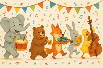 Festliche Prozession der Tiere von Art & Soul Creations