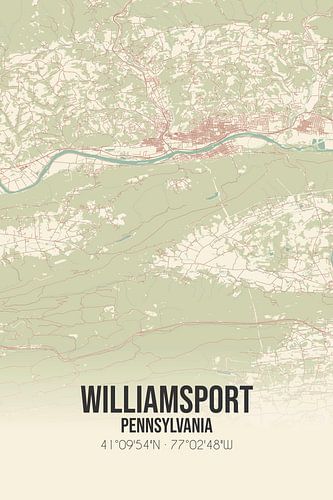 Vintage landkaart van Williamsport (Pennsylvania), USA.