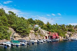 Small harbour at Paradisbukta Bay in Norway