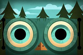 Minimalistische uil met bosachtergrond van Imperial Art House