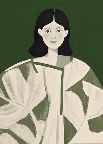 modern art abstract green woman frida 4