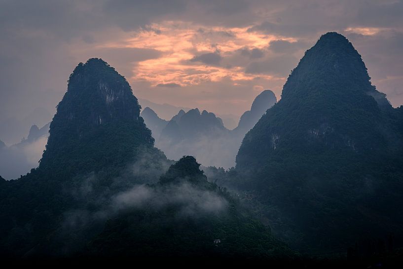 Karst mountains near Yangshuo by Eddy Westdijk