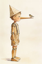 Holzbub mit langer Nase von Albert Klee