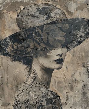 Mixed media portrait vintage by Carla Van Iersel